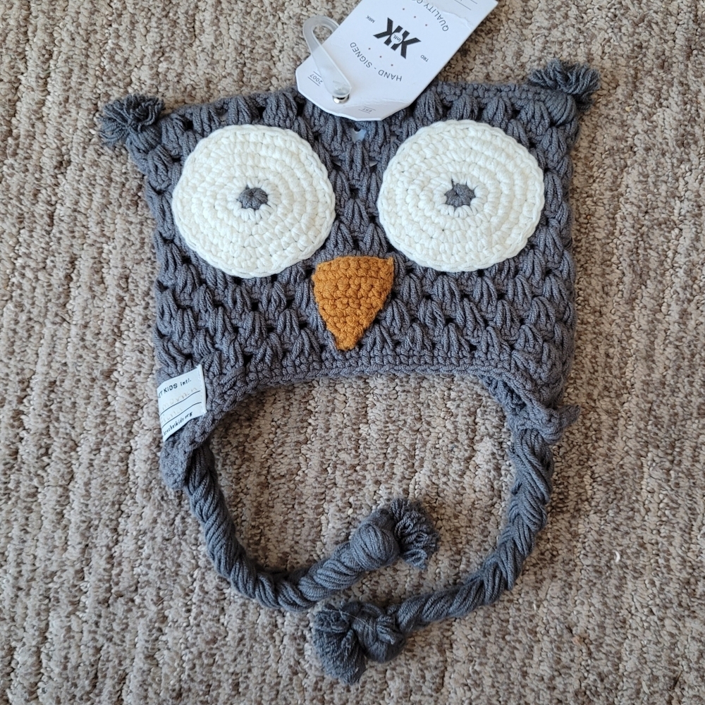NEW KROCHET KIDS OWL TODDLER HAT INFANT WINTER COZY "HOOT" UNISEX